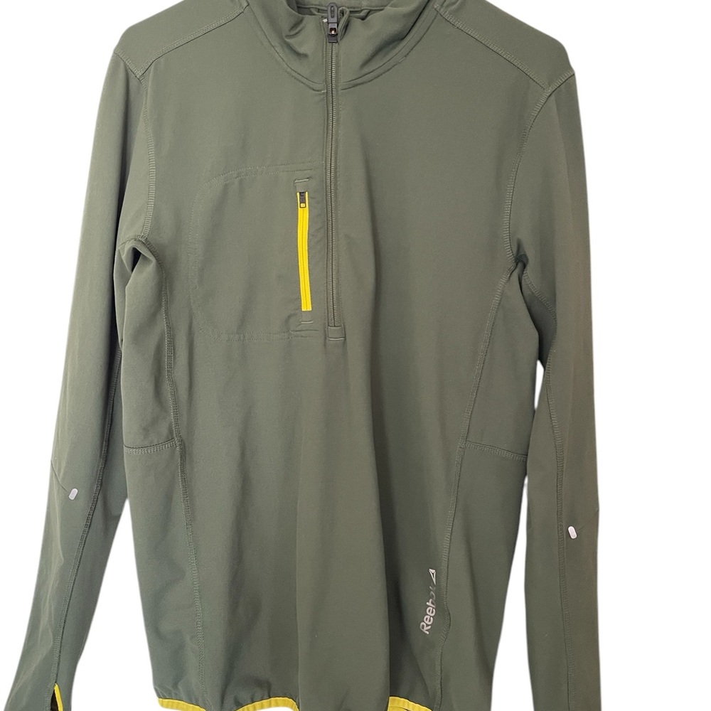Reebok men’s size Medium track jacket Green half zip Pullover